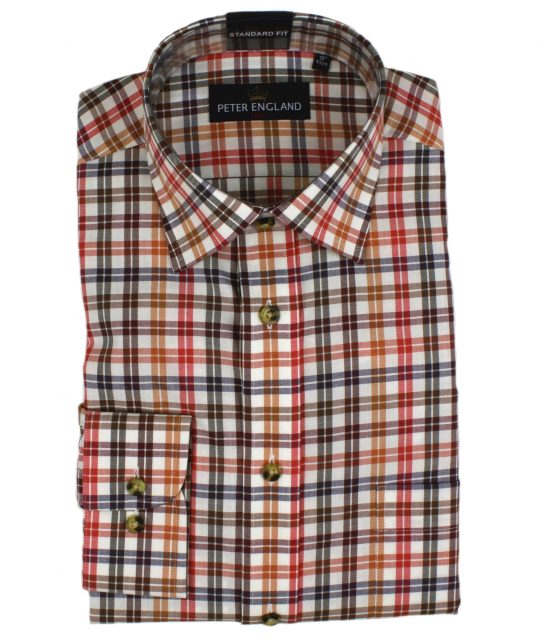 Peter England Russet Mini Check Shirt