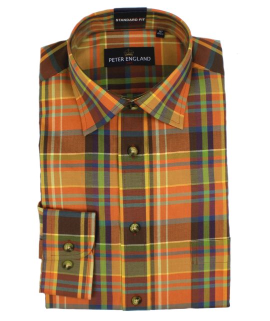 Peter England Russet Plaid Shirt - Image 3