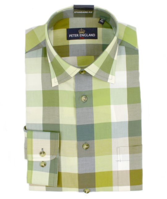 Peter England Sage Green Buffalo Check Shirt - Image 3