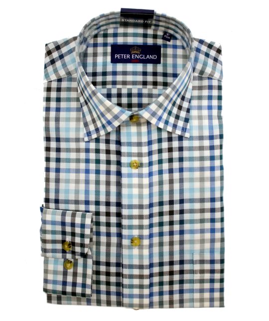 Peter England Blue Ombre Tattersall Check Shirt - Image 3