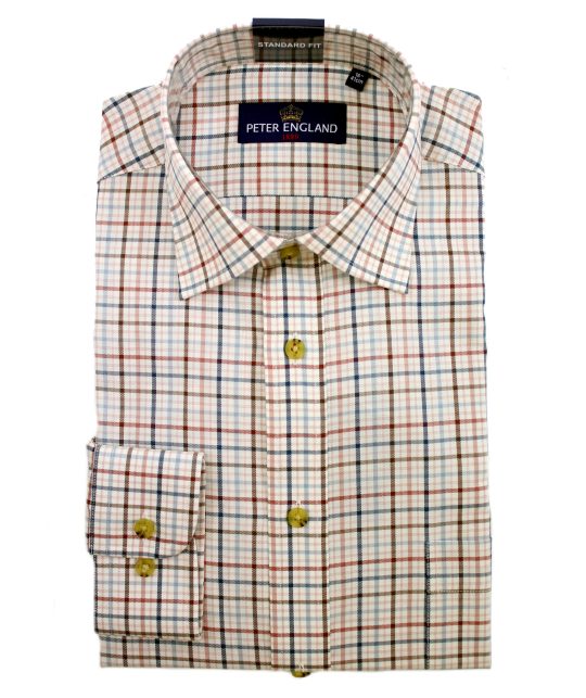 Peter England Blue Multi Check Shirt - Image 3