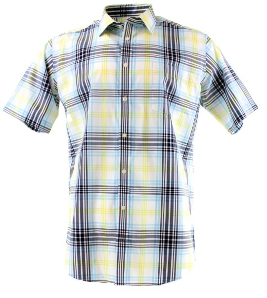 Peter England Blue Quartz Plaid Short Sleeve Cotton Shirt - Image 2