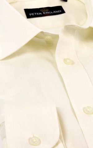 Peter England Mens Ecru Plain Shirt