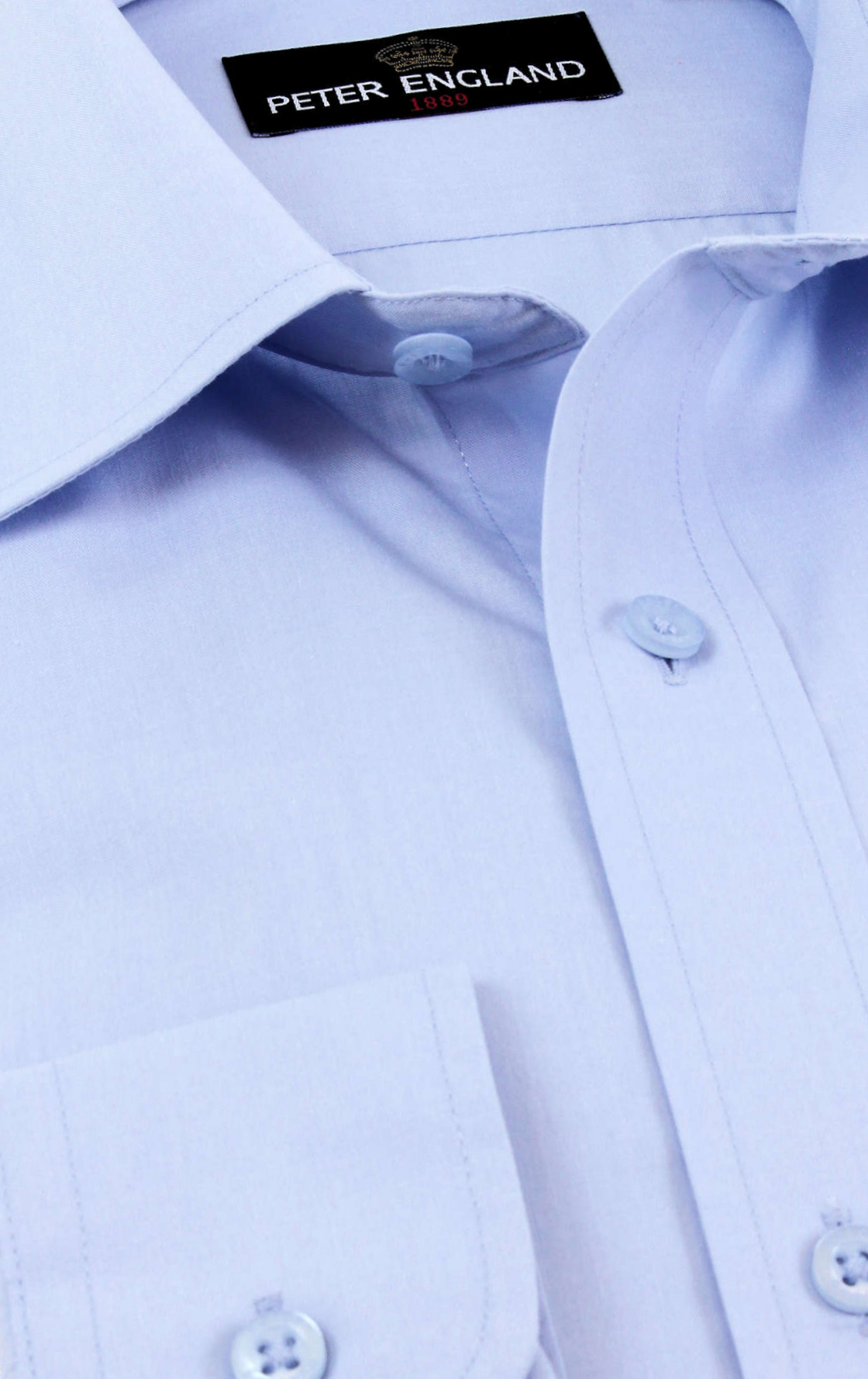 Peter England Mens Light Blue Extra Long Plain Shirt