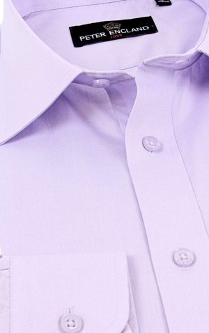 Peter England Mens Lavender Plain Shirt