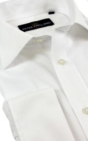 Peter England Mens Plain Double Cuff Shirt
