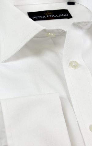Peter England Mens Plain Double Cuff Shirt