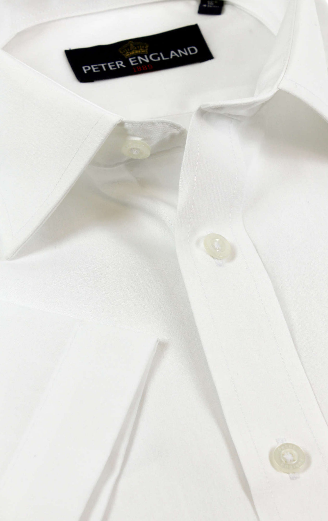 Peter England Mens White Plain Short Sleeve Shirt - Image 2