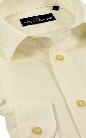 Peter England Mens Tailored Fit Cotton Rich Plain Shirt