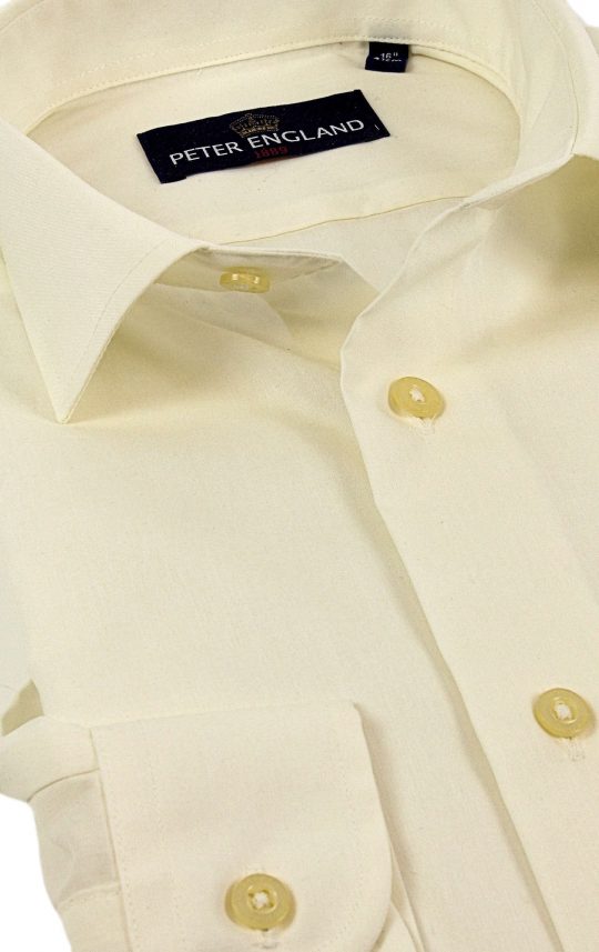 Peter England Mens Tailored Fit Cotton Rich Plain Shirt