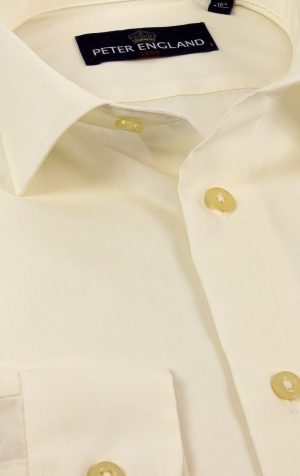 Peter England Mens Tailored Fit Cotton Rich Plain Shirt