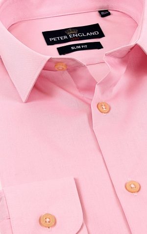 Peter England Mens Pink Plain Shirt