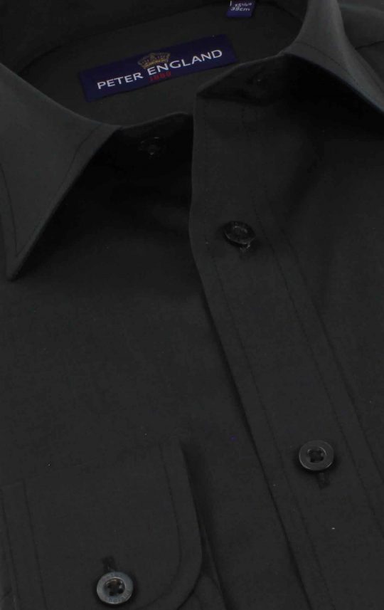 Peter England Men's Plain Black Shirt