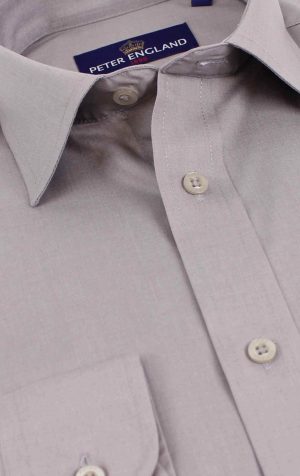 Peter England Men's Plain Grey Shirt