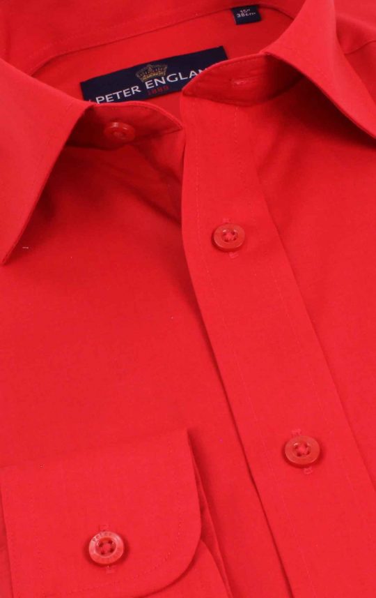 Peter England Men's Plain Red Shirt