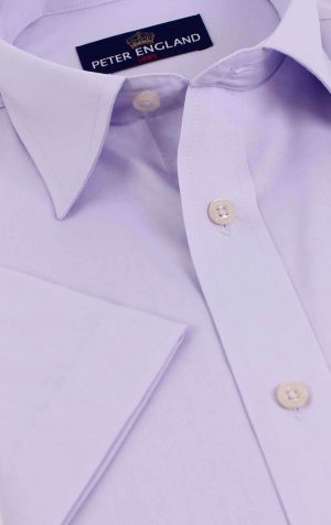 Peter England king size men’s short sleeve shirt with chest pocket, classic collar, and branded buttons – breathable and smart for warm weather.