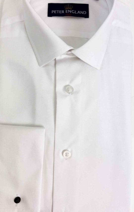 Peter England Men's Plain Double Cuff White Shirt