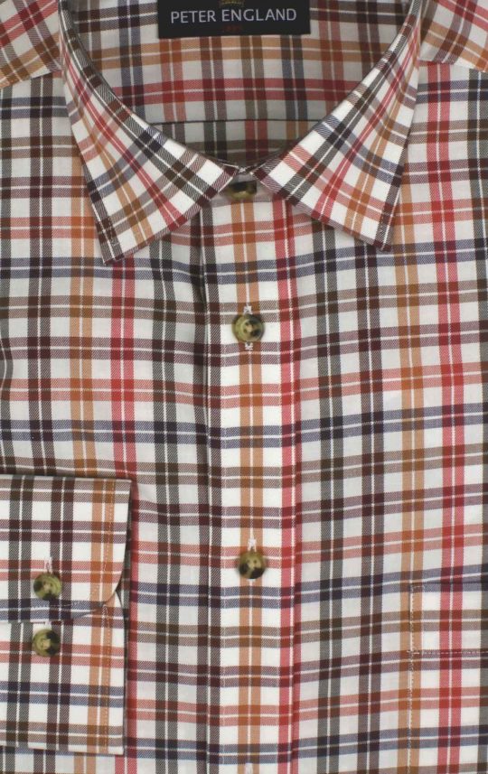 Peter England Russet Mini Check Shirt