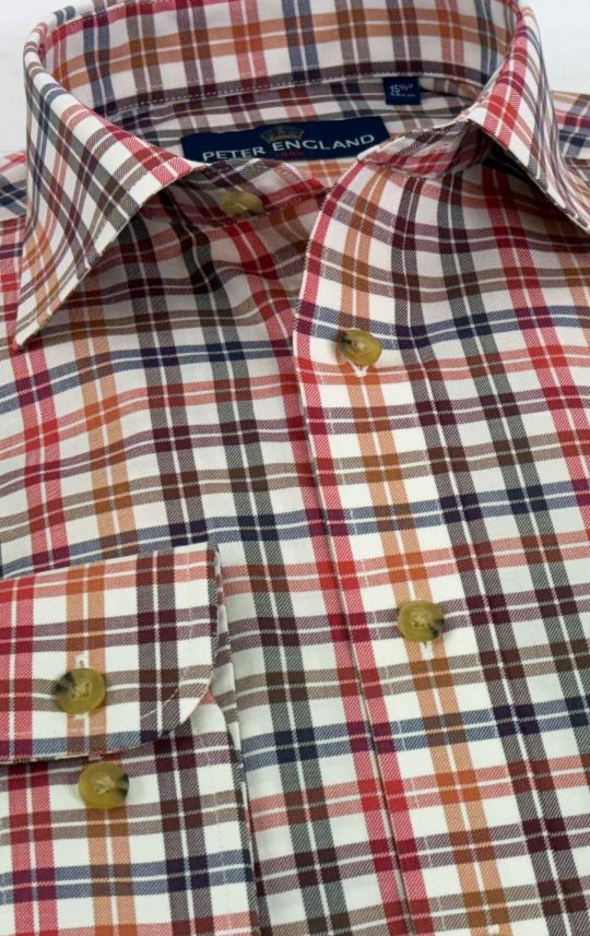 Peter England Russet Mini Check Shirt