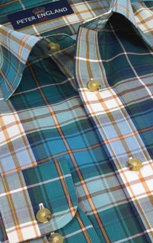 Peter England Green Plaid Shirt
