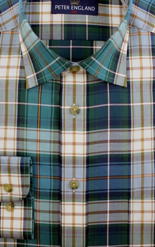 Peter England Green Plaid Shirt