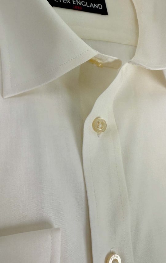 Peter England Men's Plain Ecru Shirt
