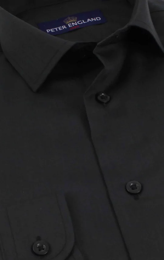 Peter England Mens Slim Fit Cotton Rich Plain Shirt - Image 4