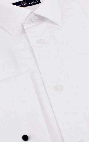 Peter England Mens Tailored Fit Cotton Rich White Double Cuff Plain Shirt