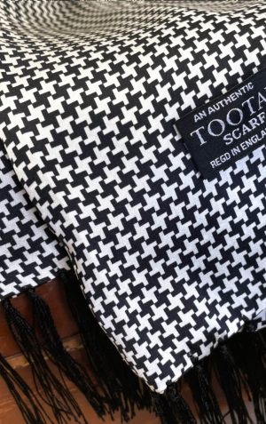Tootal Black & White Dogtooth Silk Scarf