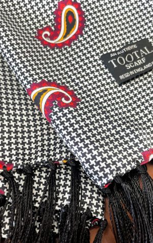 Tootal Black & White Chequerboard Paisley Silk Scarf