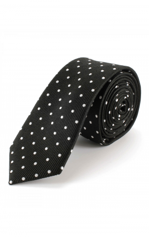 Tootal Black with White Polka Dots Silk Skinny Tie