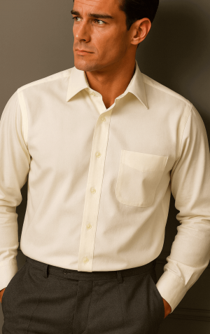 Peter England Mens Ecru Plain Shirt