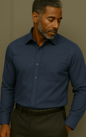 Peter England Mens Navy Plain Shirt