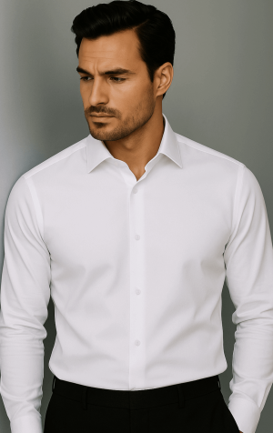 Peter England Mens White Tailored Fit Cotton Rich Plain Shirt