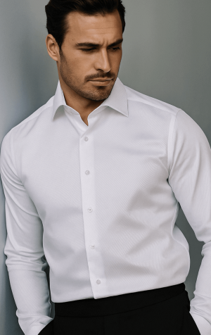 Peter England White Tailored Fit Stretch Shirt
