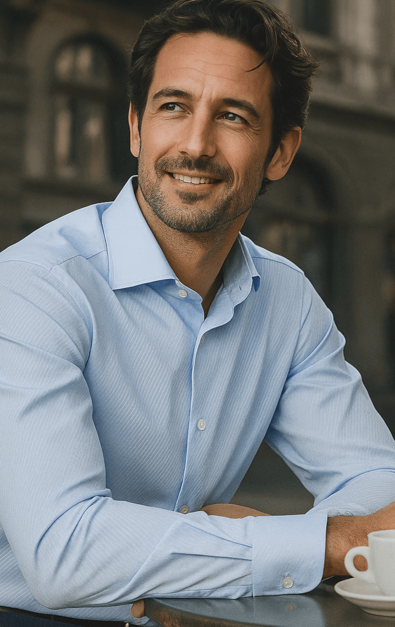 Peter England Sky Blue Tailored Fit Stretch Shirt