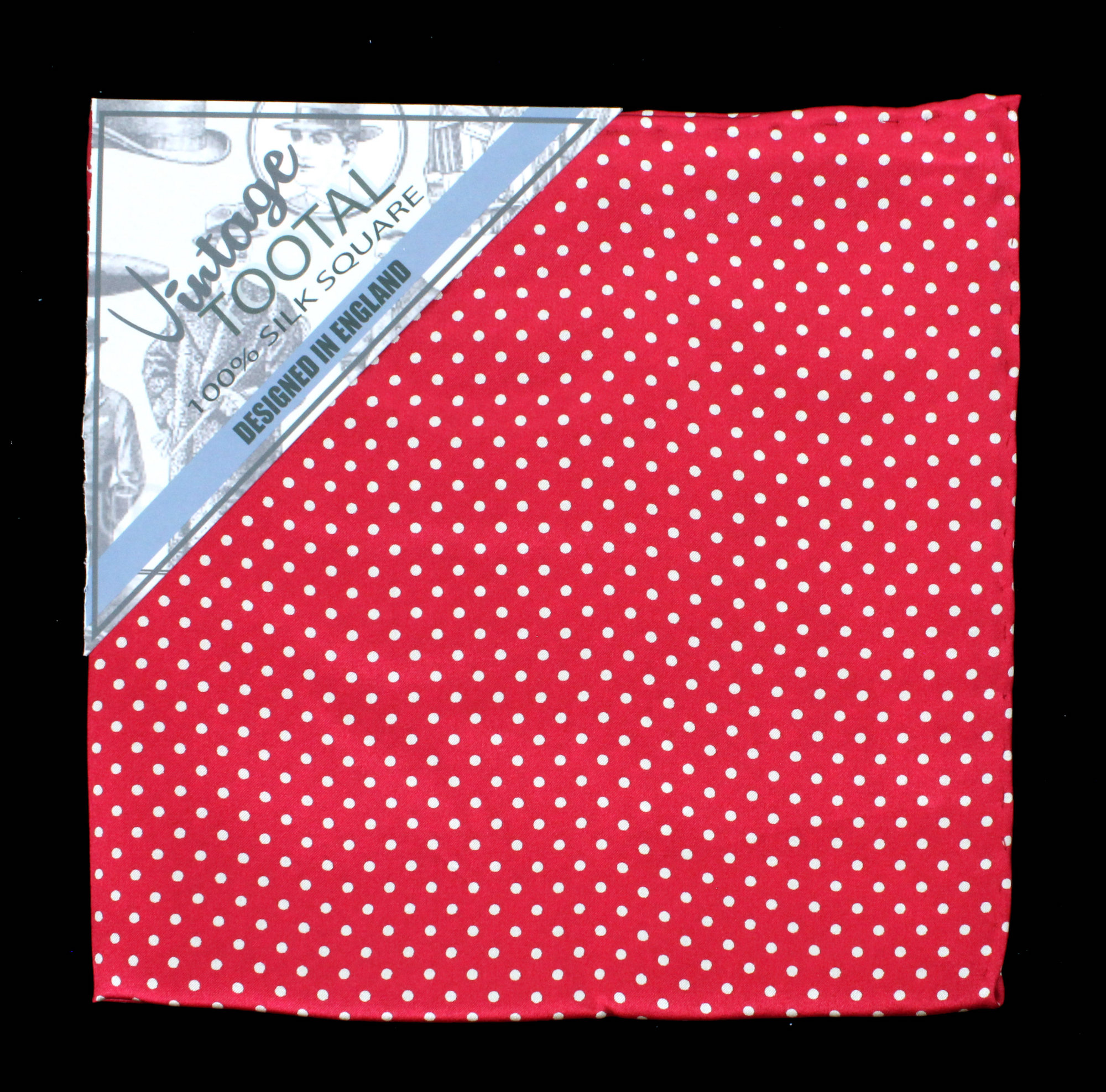 Tootal Red & White Polka Dot Silk Pocket Square