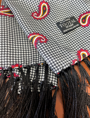 Tootal Black & White Chequerboard Paisley Silk Scarf