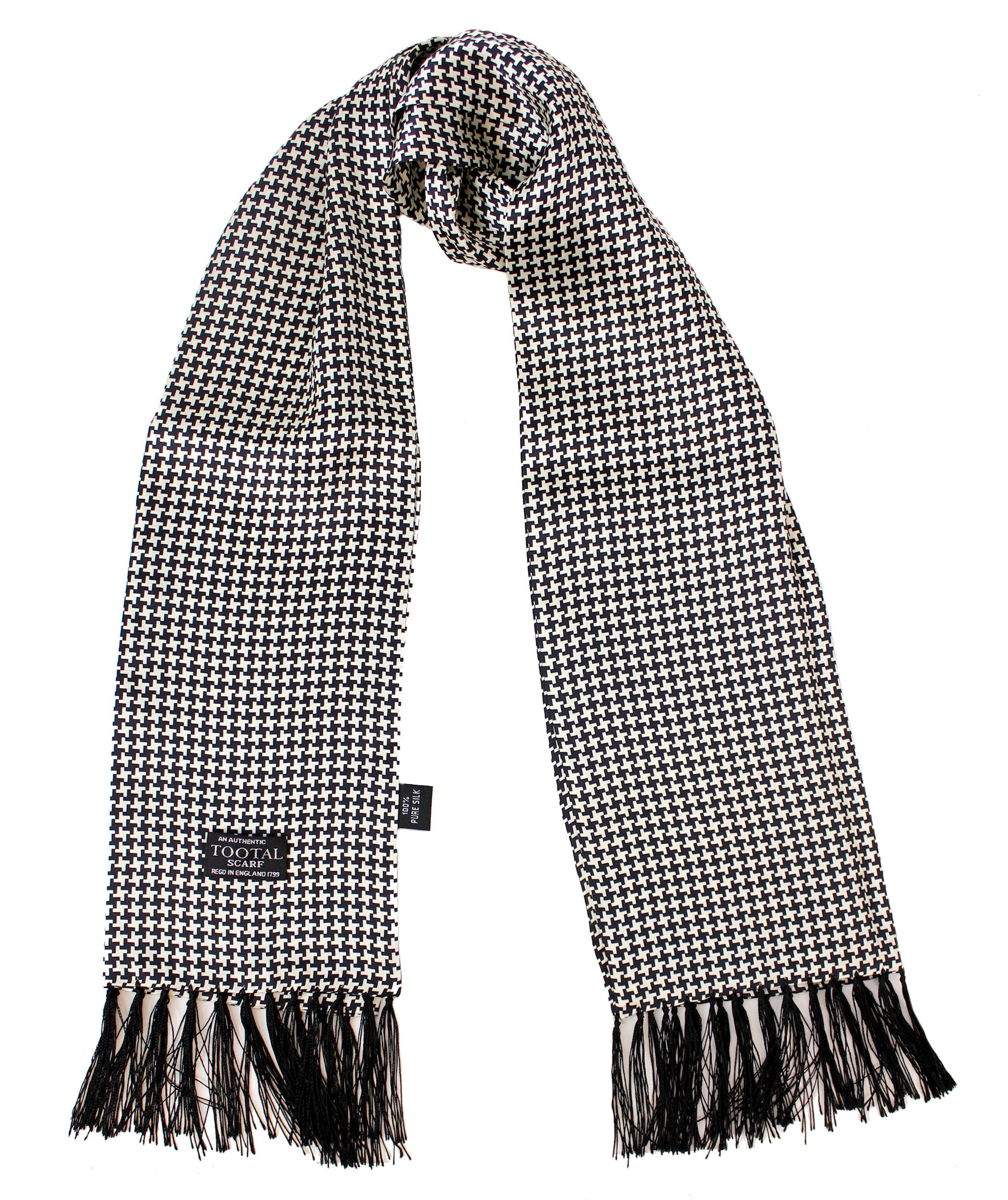 Tootal Black & White Dogtooth Silk Scarf - Image 2