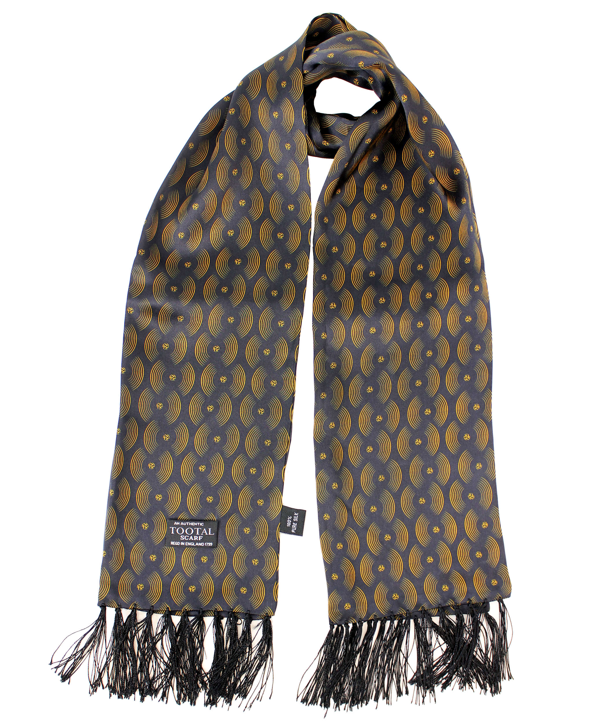 Tootal Black & Gold Vinyl Print Silk Scarf - Image 3