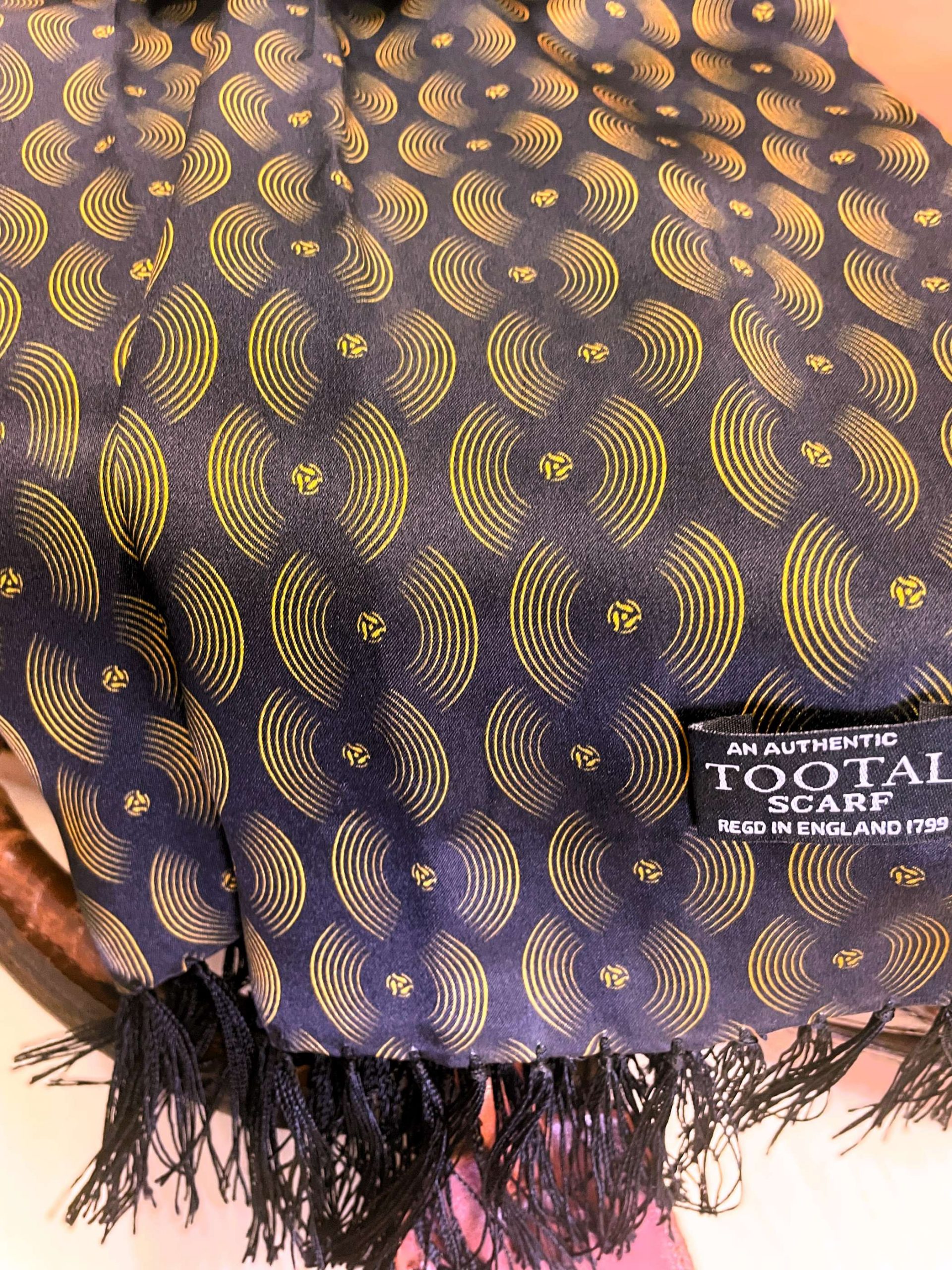 Tootal Black & Gold Vinyl Print Silk Scarf - Image 2