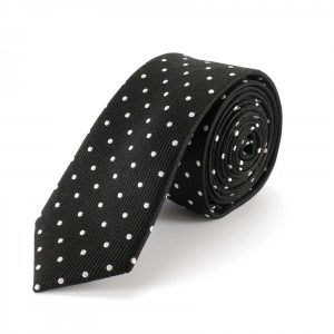 Tootal Black with White Polka Dots Silk Skinny Tie