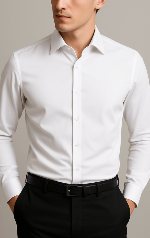 Peter England Mens White Slim Fit Cotton Rich Plain Shirt