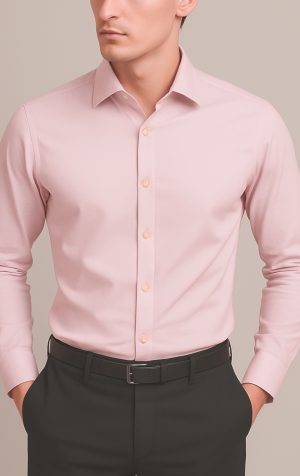 Peter England Mens Pink Slim Fit Cotton Rich Plain Shirt