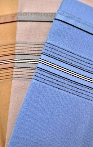Mens Pyramid Block Colour with Fine Border Stripe 3 Pack Cotton Handkerchief